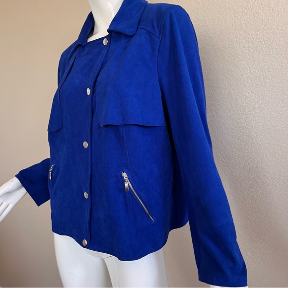 Chico's Women's Royal Blue Faux Suede Jacket - Picture 2 of 8